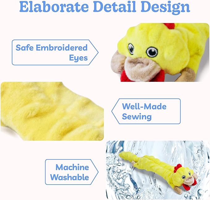 SHARLOVY Dog Squeaky Toys Pack, Bubble Plush Puppy Teething Pet Toys, Crinkle No Stuffing Animals Dog Toy, Doggies Chew for Large Small Medium Breeds