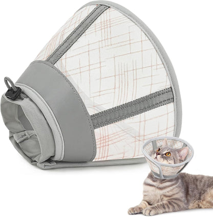 Supet Cat Cone Collar Soft, Air Mesh Recovery Collar to Stop Licking, Breathable Neck Cone Alternative for Small Kitten, Lightweight Cat Head Cone Anti Scratch (S)