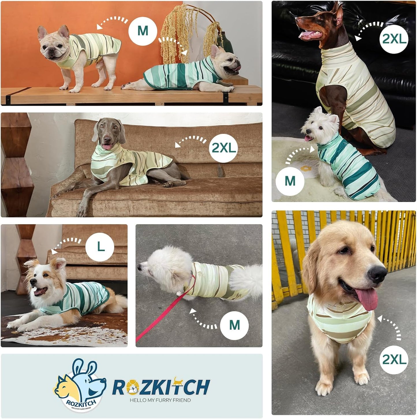 ROZKITCH Dog Shirt for Large Dogs Giant Breeds with Leash Hole, Sweater Pet Hoodie & Vest, Breathable Cozy Pullover for Stylish & Functional Design BlueStripe 3XL