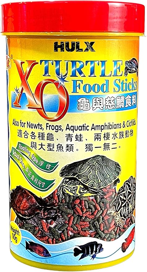 Turtle Food & Reptile Feed 110 G, HIGH Protein 34% Floating Stick Pellets Growth Fast Formula, Turtle Stick Feeding Frog Aquatic Amphibian & Cichlid Food Support Robust Turtle Shell, Tortoise Food