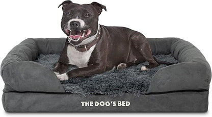 The Dog’s Bed, Medium Grey Faux Fur, Memory Foam, Pain Relief: Arthritis, Hip & Elbow Dysplasia, Post Surgery, Lameness, Supportive, Calming, Washable Cover