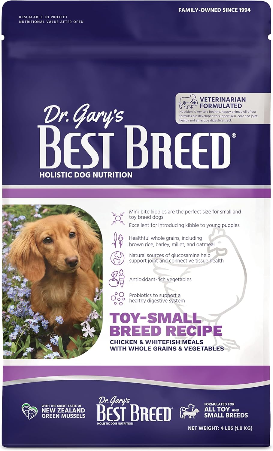 Best Breed Dr. Gary's Small Breed Recipe Made in USA [Natural Dry Dog Food for All Breeds and Sizes] - 4lbs, Dark Brown (7-22301-88151-4)
