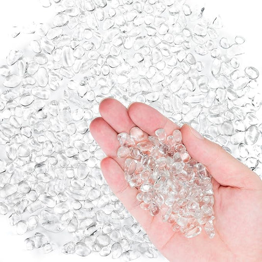 Colorful Glass Stones, 1 LB Fish Tank Gravel, Small Irregular Rainbow Aquarium Gravel for Aquarium Decorations and Turtle Tank , Sea Glass Beads Crystals for Fish Bowl, Vase Filler,Transparent