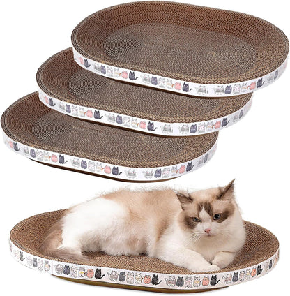 Cat Scratch Pad, 4 Pack Cardboard Cat Scratcher Pad Board Bed Bowl Cat Scratch Bed, Cat Scratcher Bed for Cats Grinding Claw Furniture Protector Indoor