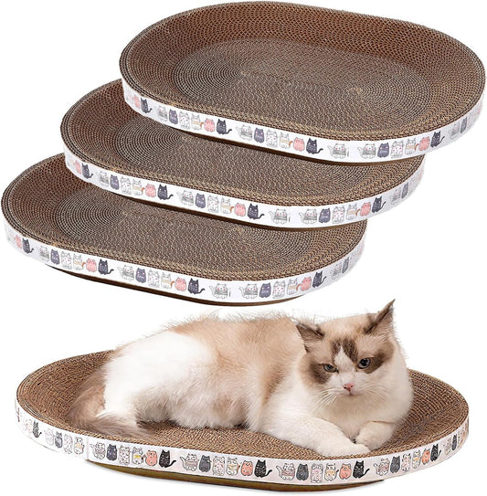 Cat Scratch Pad, 4 Pack Cardboard Cat Scratcher Pad Board Bed Bowl Cat Scratch Bed, Cat Scratcher Bed for Cats Grinding Claw Furniture Protector Indoor