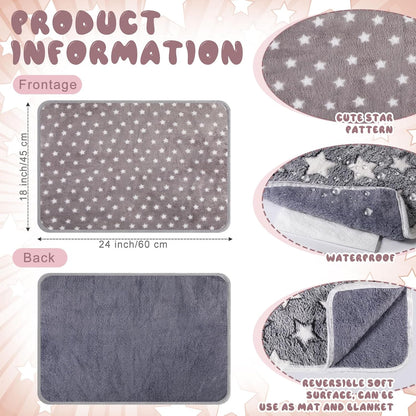 2 Pcs Large Self Warming Cat Pad Self Heating Cat Mat Bed Dog Crate Pet Blankets Thermal Heated Bed Mat for Outdoor Indoor Newborn Kittens Puppies Dog(Small Star,24 x 18)