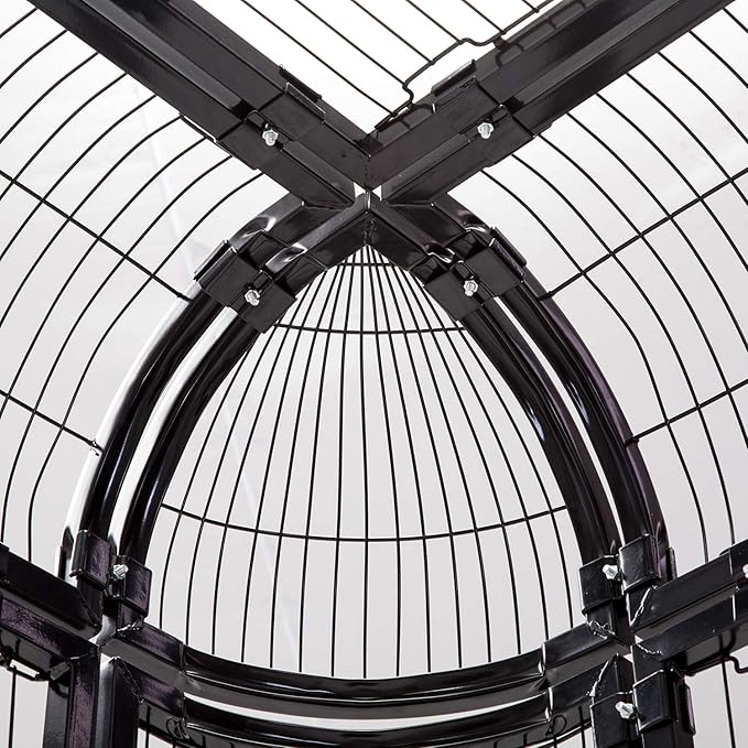 Large Black Walk in Bird Cage Parrot Macaw with Red Cover Top Parakeet Finch Budgie Lovebird Aviary Pet House Heavy Duty Big