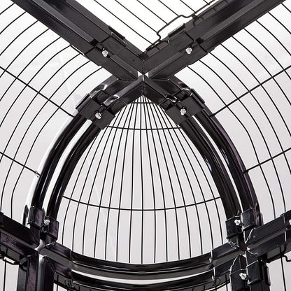 Large Black Walk in Bird Cage Parrot Macaw with Red Cover Top Parakeet Finch Budgie Lovebird Aviary Pet House Heavy Duty Big