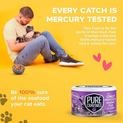 Pure Cravings Wet Cat Food Canned Sardines Cutlets in Gravy, Every Catch is Mercury-Tested, Moist Can Fish for Cats, Grain-Free, Protein, Non-GMO, Pack of 12