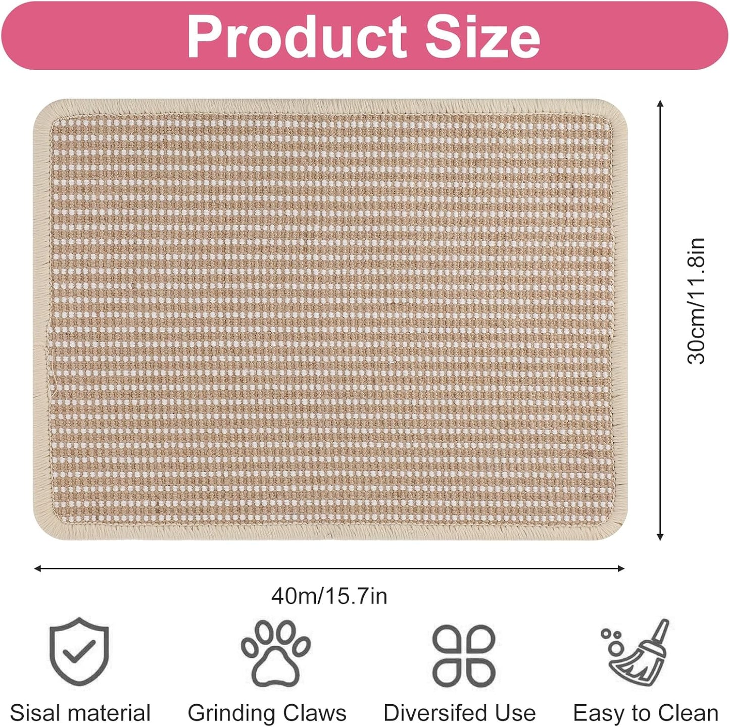 Rabbit Scratching Pad, 16"x12" Natural Rabbit Scratch Mat for Claws and Teeth, Bunny Toys for Rabbits Indoor, Bunny Scratcher Pad for Bunnies Boredom