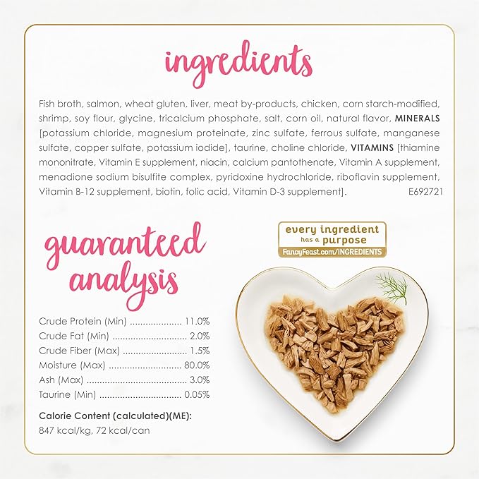 Purina Fancy Feast Grilled Wet Cat Food Salmon and Shrimp Feast in Wet Cat Food Gravy - (Pack of 24) 3 oz. Cans