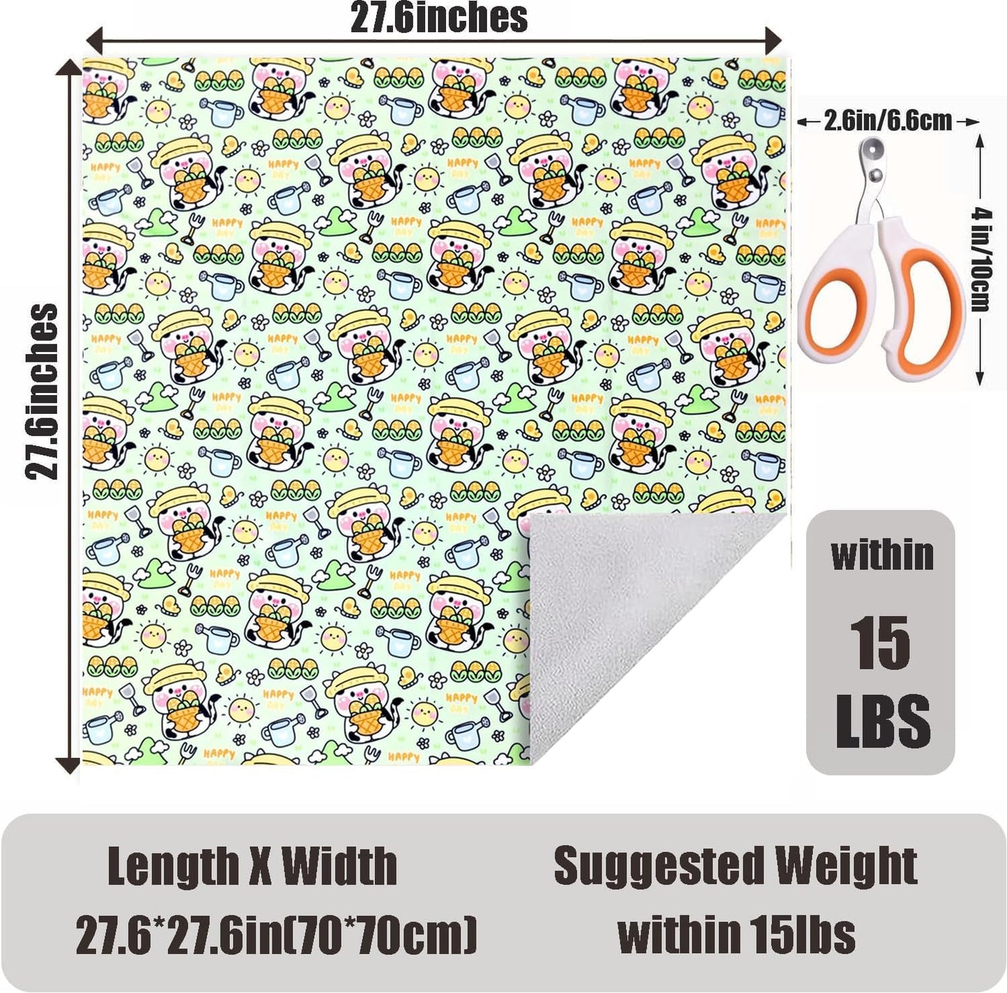 Cat Wrap for Cutting Nails, 27.6''x 27.6'' Self-Adherent Cat Grooming Wrap with Nail Clipper, Anti-Escape Calming Cat Swaddle Wrap for Medicine, Nail Clipping, Teeth Brushing, Ear Cleaning