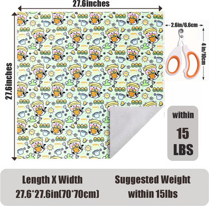 Cat Wrap for Cutting Nails, 27.6''x 27.6'' Self-Adherent Cat Grooming Wrap with Nail Clipper, Anti-Escape Calming Cat Swaddle Wrap for Medicine, Nail Clipping, Teeth Brushing, Ear Cleaning