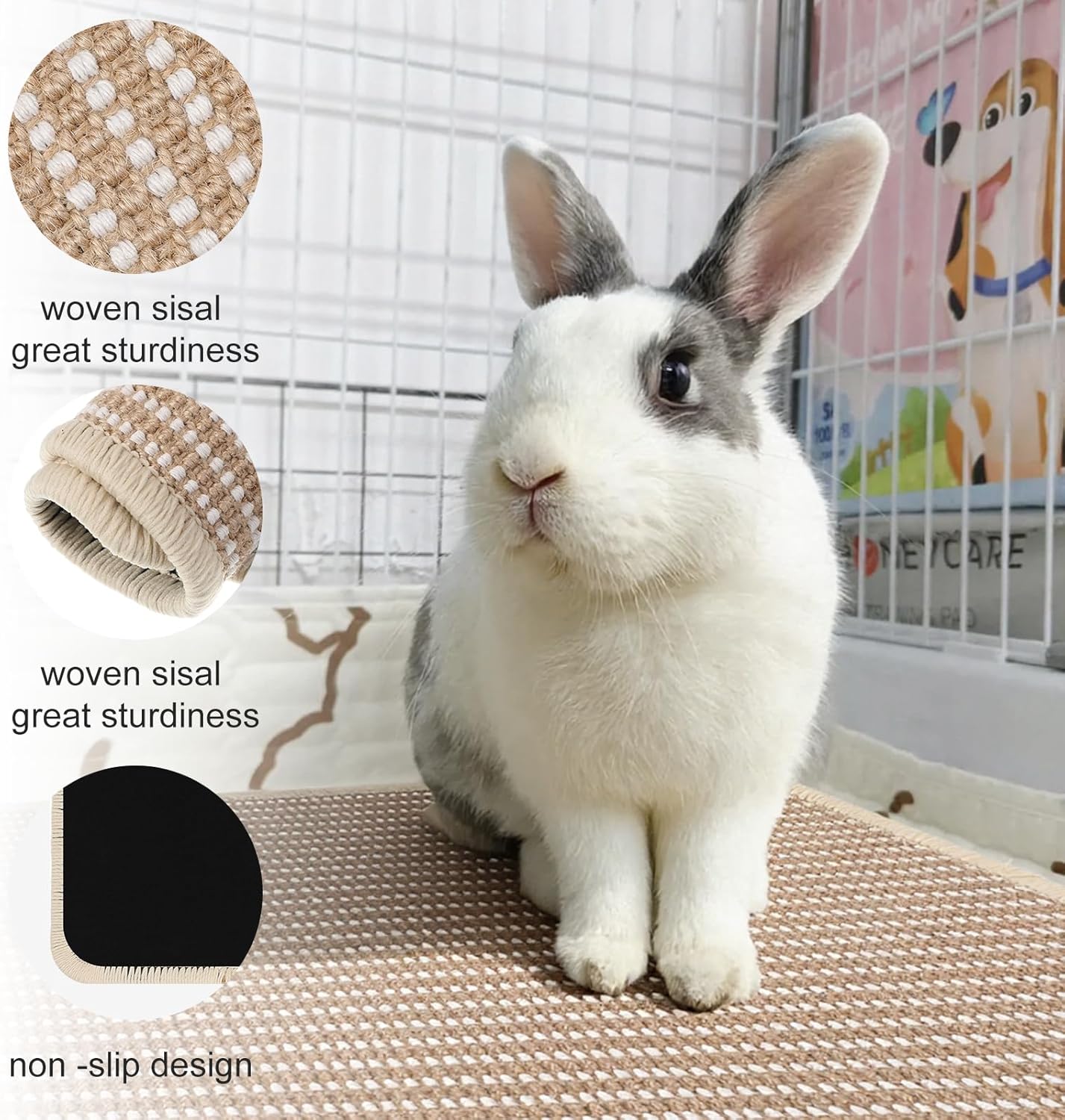 Rabbit Scratching Pad, 16"x12" Natural Rabbit Scratch Mat for Claws and Teeth, Bunny Toys for Rabbits Indoor, Bunny Scratcher Pad for Bunnies Boredom