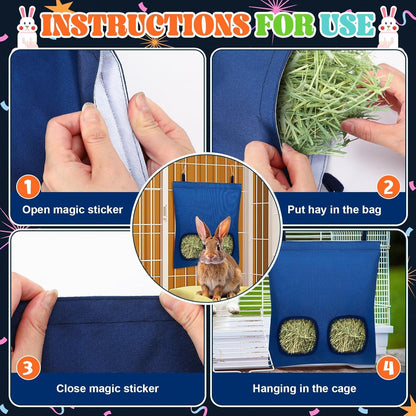 UPINS 2 Hay Bag for Rabbits 2-Hole Guinea Pig Hay Holder, Hay Feeder for Chinchillas Rabbits Hamsters Small Pets and Animals