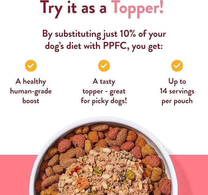 Portland Pet Food Company Wally's Salmon N' Rice Fresh Dog Food Pouches - Human-Grade, Gluten-Free Wet Pet Meal Topper & Mixers - Small & Large Breed Puppy & Senior Dogs - Made in The USA - 5 Pack