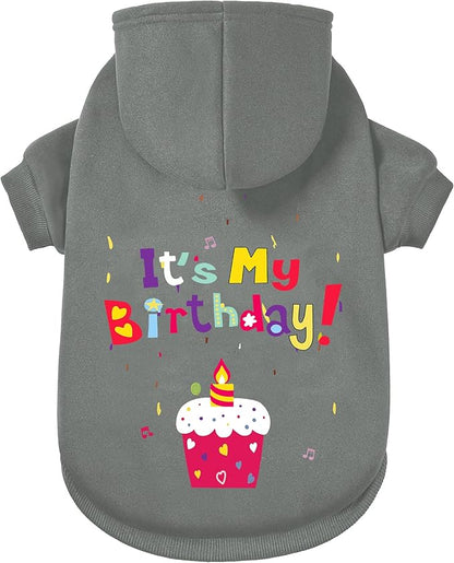 GreenJoy Dog Sweater Dog Hoodie Cold Weather Coat Hooded Sweatshirt for Puppies,Cats, Small Medium Large Dogs (Grey(It's My Birthday), Large)