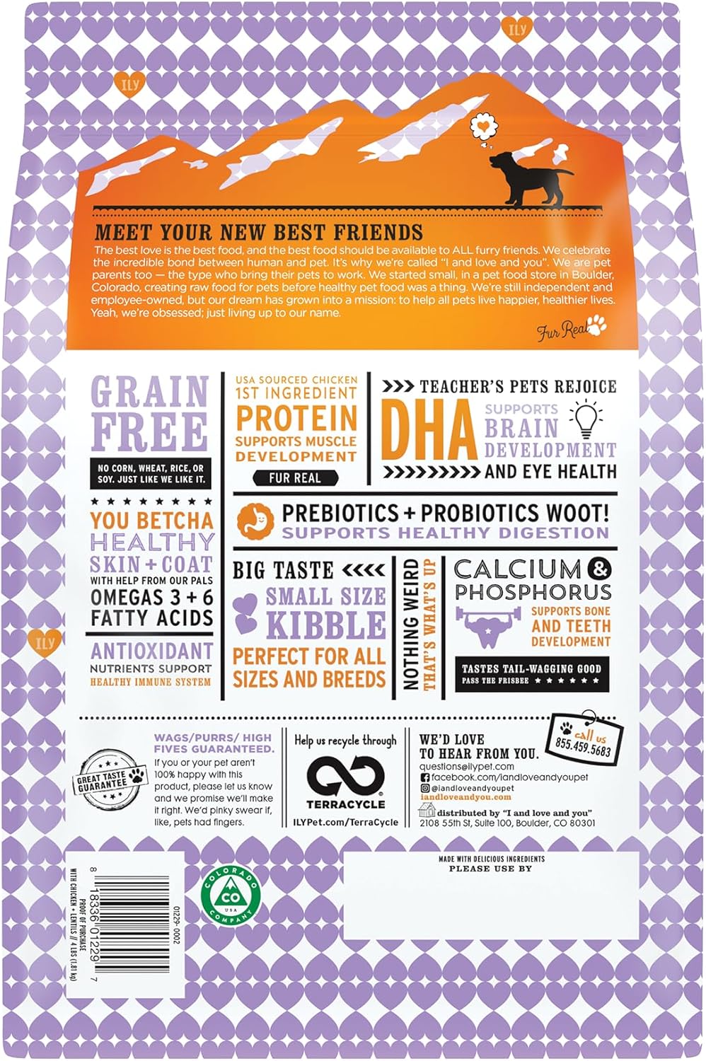 I and love and you Naked Essentials Dry Dog Food for Puppies - Chicken + Lentils - High Protein, Real Meat, No Fillers, Prebiotics + Probiotics, 4lb Bag