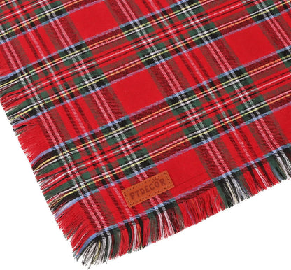 PTDECOR Christmas Dog Bandanas with Tassels Edges, Stylish Red White Plaid Scarf Bib, Premium Cotton Fabric, Reversible Triangle Xmas Bandanas for Extra Large Dogs (X-Large)