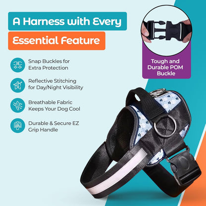 Joyride Basic Essential Dog Harness 1.0 - Small, Medium, Large Dogs, No-Pull Pet Vest with 3 Side Rings for Leash Placement, Adjustable for Training (Winter Snowman, 2XL)