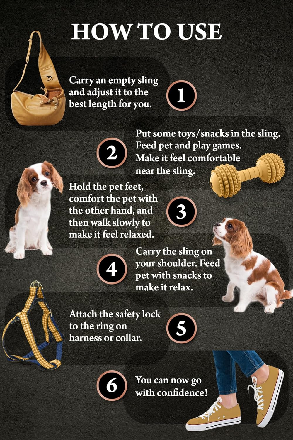 Noah & Paw Dog Sling Carrier for Small Dogs 5-18lb, Dog Sling for Small Dogs and Cats, Dog Carrier with Adjustable Padded Strap, Vegan Leather Lined with Fur, 3X Safety Features, Machine Washable