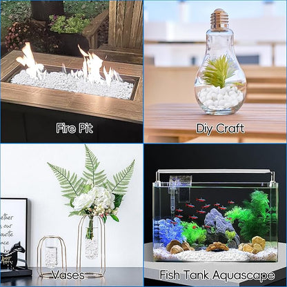 Meschett Colorful Glass Stones, 1 LB Fish Tank Gravel, Small Irregular Rainbow Aquarium Gravel for Aquarium Decorations and Turtle Tank, Sea Glass Beads Crystals for Fish Bowl, Vase Filler,White