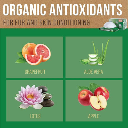 Inspire Naturals Pet Wipes for Dogs and Cats 100% Natural Plant Based with Organic Antioxidants, Dog Wipe Cleaning Deodorizing | Cat Wipes | Puppy Wipes | Dog Wipes for Paws and Butt (50ct - 1 Pack)