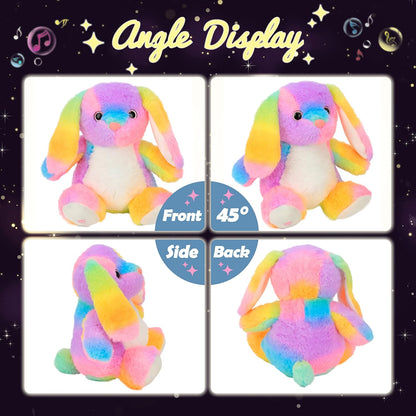 Hopearl LED Musical Stuffed Bunny Colorful Lighting Up Singing Plush Rabbit Adjustable Volume Lullaby Animated Soothe Birthday Festival for Kids Toddlers, 10''