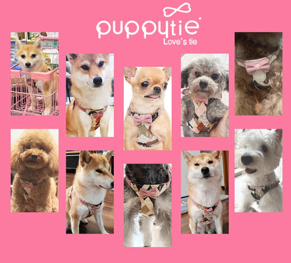 Puppytie No Pull xs Dog Harness with Multifunction Dog Leash,Soft Adjustable No Choke Escape Proof Pet Harness Vest,Suede Bow Pink,XS