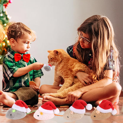 FOIMAS 6pcs Christmas Catnip Toys,Xmas Cat Toys Plush Mouse Interactive Chew Bite Toys for Cat Kitten Indoor