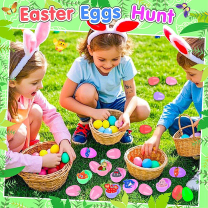 24 Pack Prefilled Easter Eggs with Toys,2.7inch Easter Eggs Filled with Sea Animal Pop Toys,Easter Basket Stuffers for Kids,Prefilled Eggs for Easter Egg Hunt