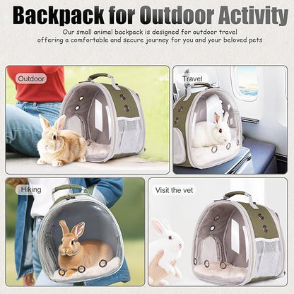 Back Expandable Backpack for Small Animals, Portable Travel Bag Breathable Pet Carrier Cages for Bunny, Guinea Pig, Bearded Dragon, Lizard, Rabbit, Squirrel, Tortoise, Kitten, Sugar Glider