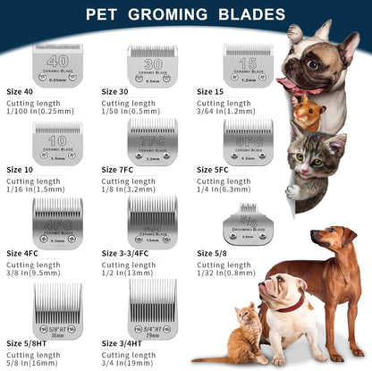3/4" HT Pet Dog Grooming Detachable Blades,Compatible with Andis,Oster A5,Wahl KM10 Clippers,Cut Length 3/4" (19mm)