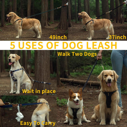 Dog Harness, No Pull Dogs Harness and Multi-Function Leash Set for Medium Dogs Easy Walk Everyday Adjustable Soft Dog Vest Harness Fashionable Dog Accessories Camouflage Blue-Slim Large