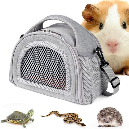 YUDODO Hamster Carrier Guinea Pig Carrier Bag Small Animal Sugar Glider Pouch Gerbil Hedgehog Portable Travel Carrier Outdoor Hangbag Flying Squirrel Rat Carrier Grey