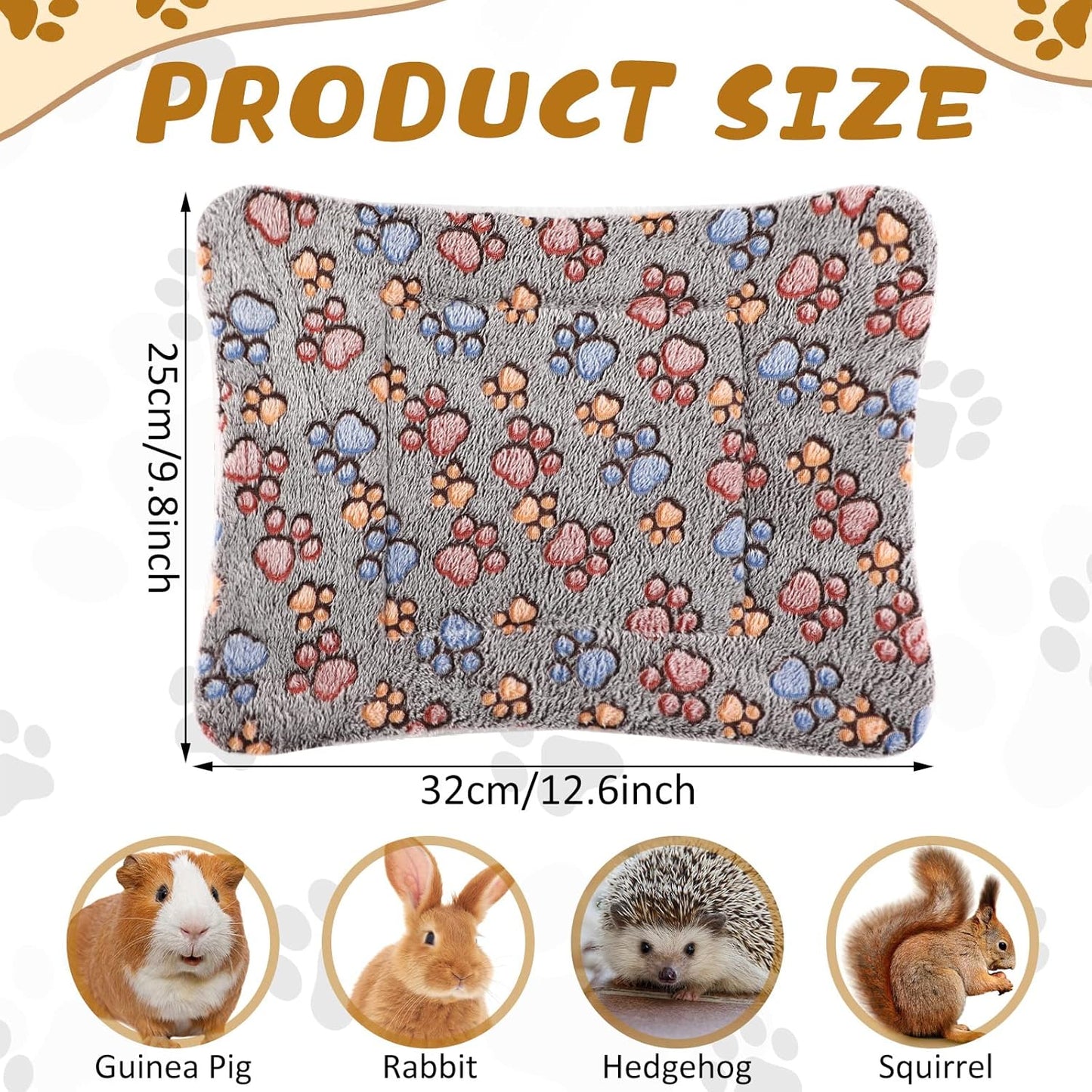 Tuanse 4 Pack Ultra Soft Dog Cat Bed Mat with Cute Prints Reversible Fleece Dog Crate Kennel Pad Cozy Washable Thickened Hamster Guinea Pig Pet Bed Mat for Small Animals(13 x 10 Inches,Gray)