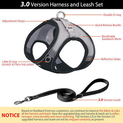 AIITLE Escape Proof Dog Harness - Step in Adjustable Dog Harness No Choke Over with Breathable Mesh and Quick-Release Buckle for Summer- Outdoor Walking, Camping, Training for Medium Dogs Black XL