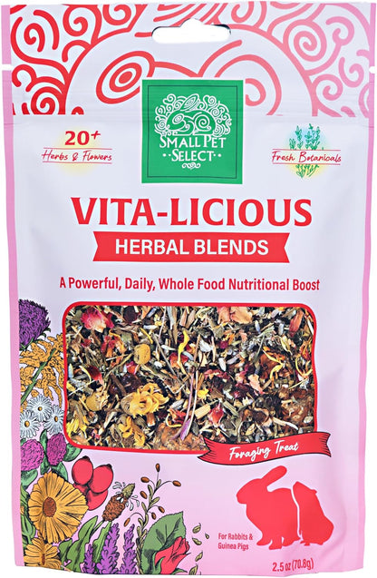 Small Pet Select - Vita-Licious Herbal Blend, a Natural Herbal Treat for Rabbits, Guinea Pigs, Hamsters, Gerbils, and Mice, 2.5oz