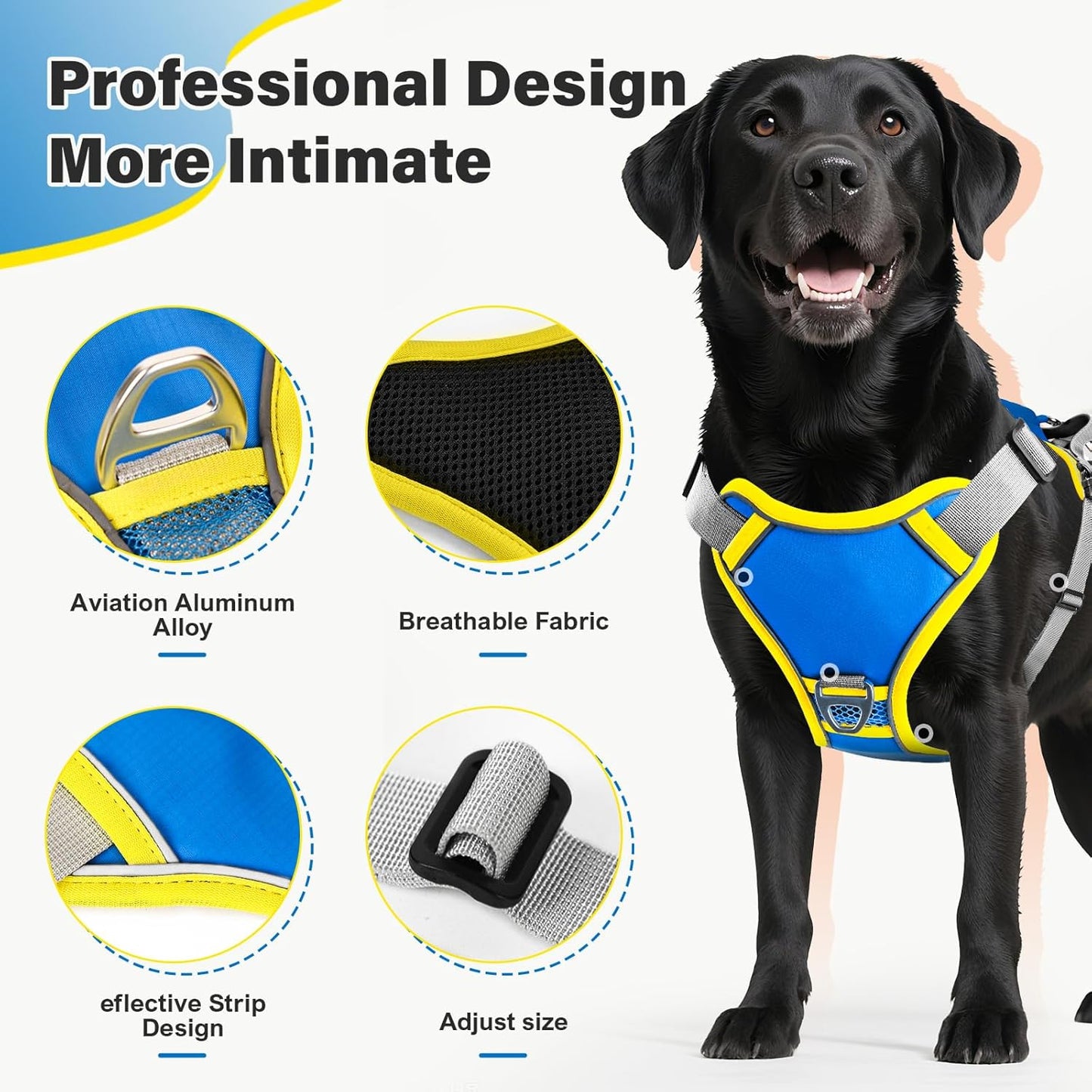 No Pull Dog Harness, 2 in 1 Retractable Harness with Auto-Lock, Reflective Breathable Mesh and Handle, Adjustable Leash Set for Small, Medium,Large Dogs,Cats (Color 2, L)