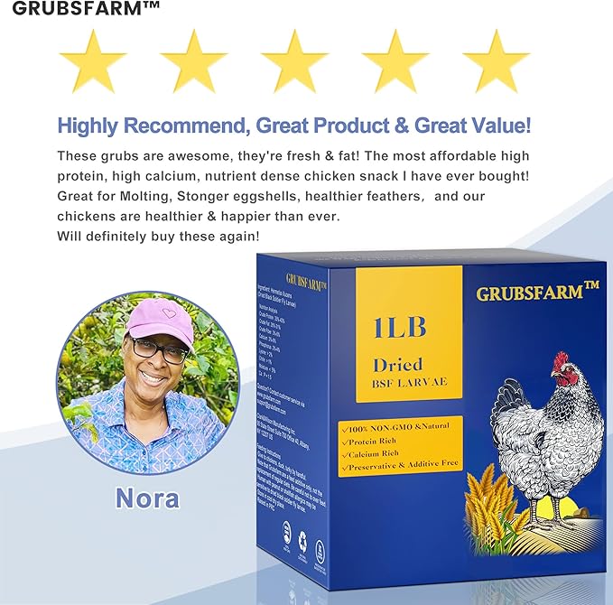 Premium Dried Black Soldier Fly Larvae for Chickens 1LB - Superior to Mealworms - 85X More Calcium Than Meal Worms - Molting & Laying Hens Supplement - Non-GMO BSF Larvae Treats for Ducks