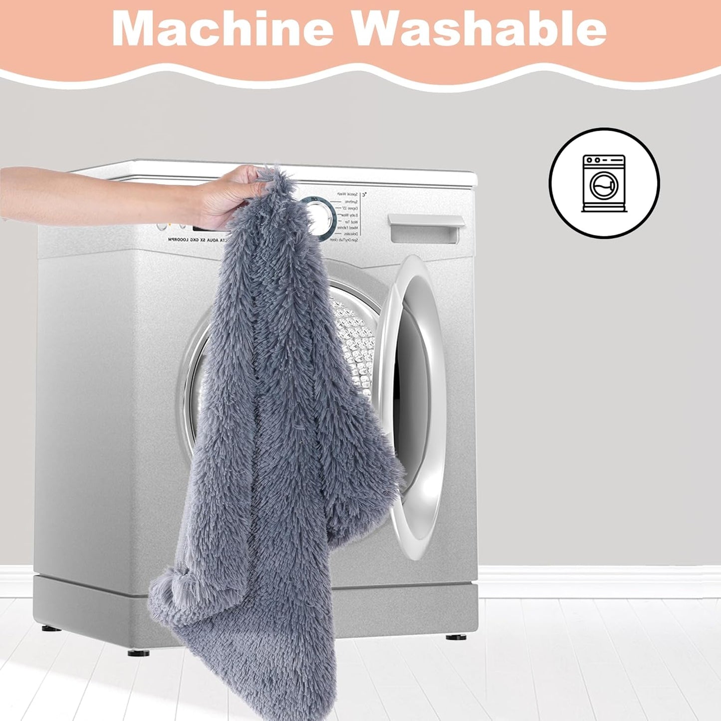 Bedfolks Waterproof Dog Crate Bed, Plush Pad With Removable Cover, Faux Fur for Small Dogs and Cats, Fluffy Washable Kennel Bed 17"x12", Solid Dark Grey