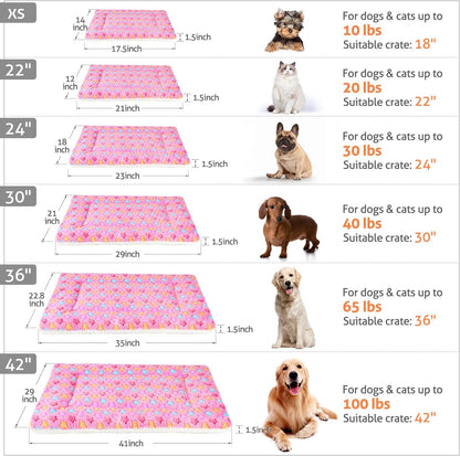 Mora Pets Dog Crate Pad - Ultra Soft Bed With Cute Star Print, Washable Mat for Large Medium Small Dogs, Reversible Fleece Kennel Liner, Cat Bed 35 x 22.8 Inch Pink