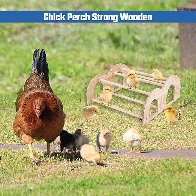 Double Layer Wooden Chicken Perch, Baby Chick Roosting Bars in Coop and Brooder, Chicken Toys, Coop Accessories for Large Bird