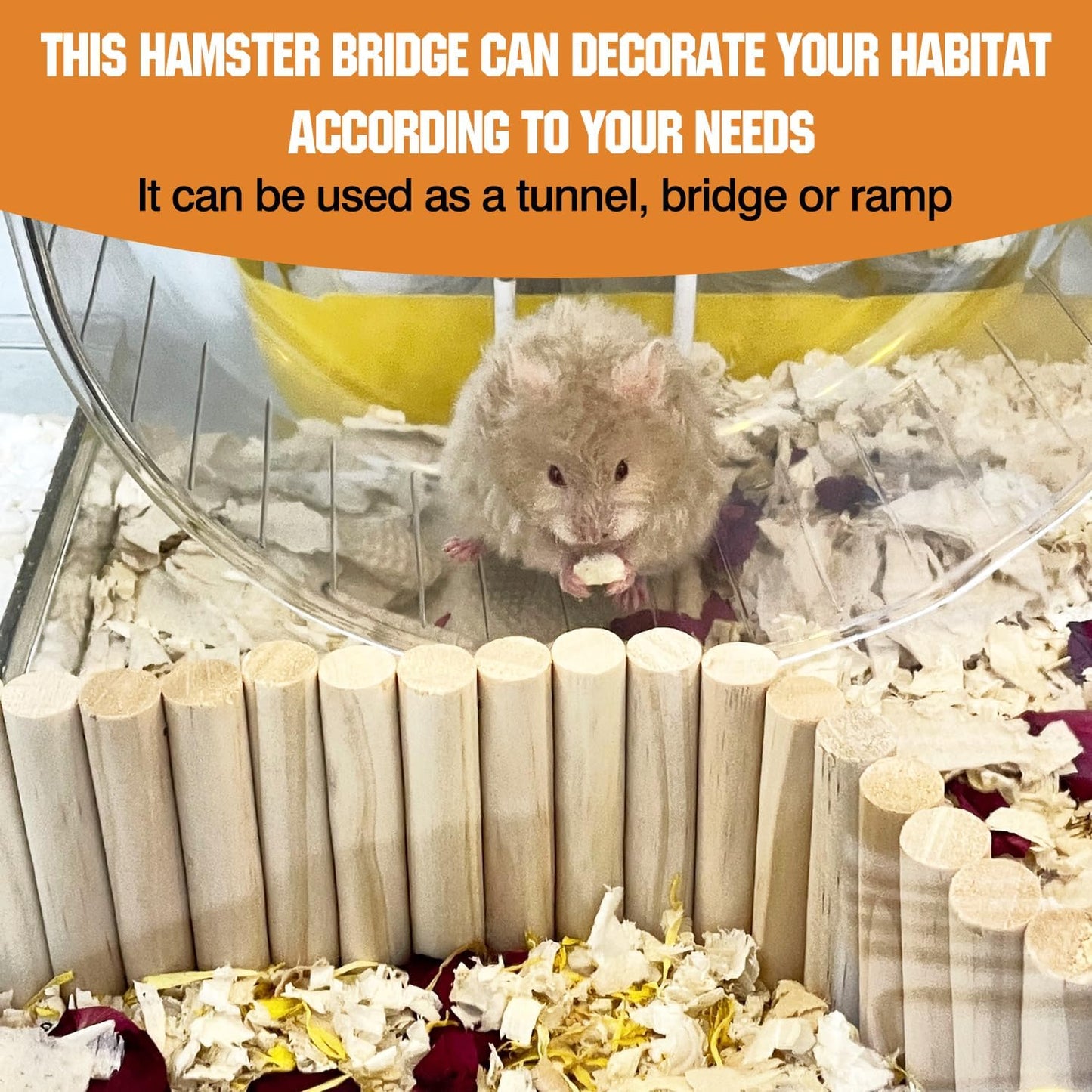 Hamster Suspension Bridge Toy，Small Animal Climbing Toys,Chinchilla Cage Natural Wood Flexible Platform Toy,Suitable for Hamsters, Chinchillas, Guinea Pigs, Birds, Small Animals