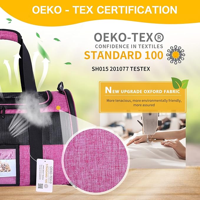 Cat Carrier for Cats Small Dogs, Kitten,Puppy Pet Carrier for Small Medium Cats Under 15lb, Collapsible Soft Sided TSA Approved Travel Carrier, Red