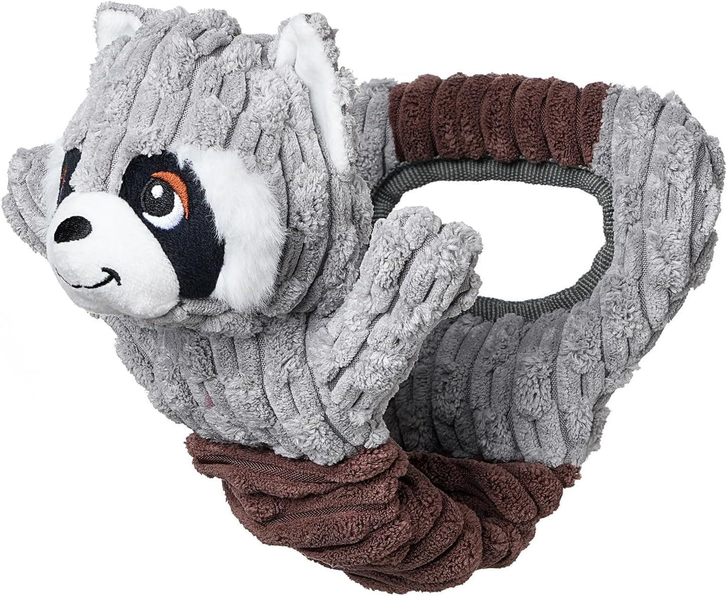 Tug of War Dog Toy, Durable Large Breed Dog Toy, Though Stuffed Dog Squeaky Toy with Crinkle Paper for Small, Middle and Big Dogs(Raccoon)