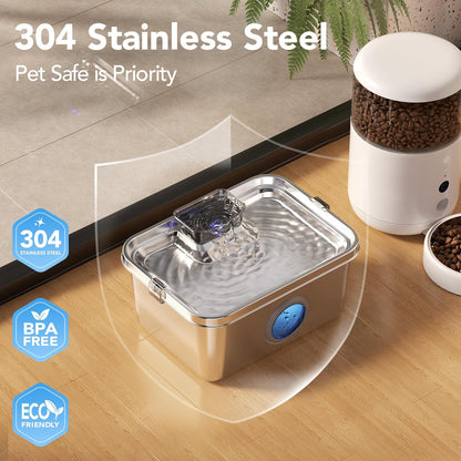 Dog Water Fountain, 3 Gallons Stainless Steel Dog & Cat Water Fountain, Large Pet Water Fountain for Multiple Pets, Ultra Silent, Wide Mouth, Safety Lock, 3 Filters Included, Smart Water Pump