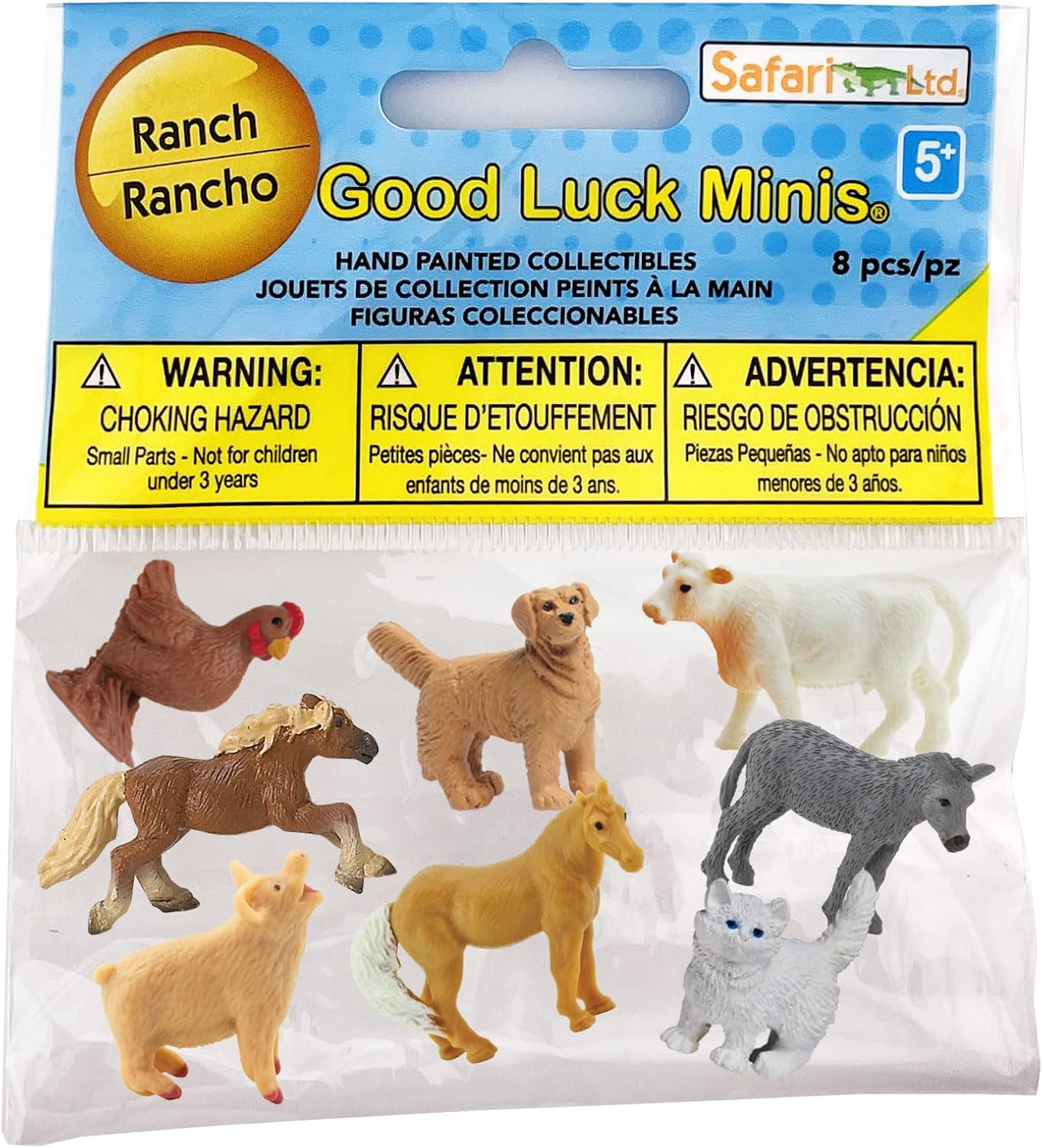 Safari Ltd. Good Luck Minis Ranch Fun Pack – 8 Mini Figurines or Ranch Animals – Educational Toy Figures for Kids Ages 5+