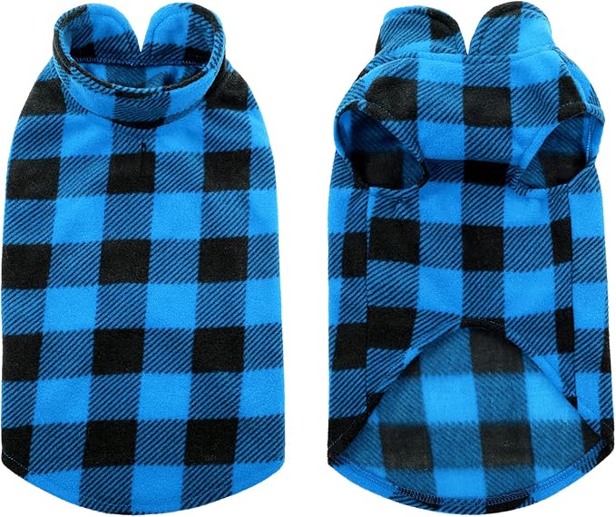KAMA BRIDAL Spring Autumn Winter Coat Pullover Fleece Vest for Cats Small and Medium Dogs Thin Sweater Blue & Black Plaid (Blue, XXS)