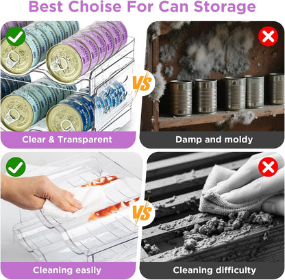REFLYING Cat Food Can Organizer, Can Organizer for Pantry, Transparent Cat Food Storage Container Holds 72 (3.5oz) Cans, Canned Food Organizer and Storage for Countertop Kitchen Cabinet (4 Layers)